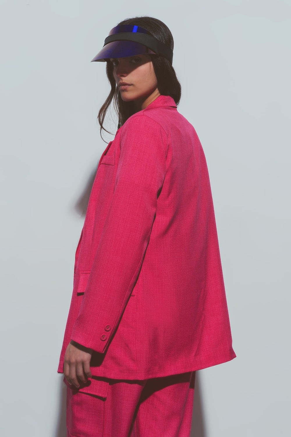 Blazer oversize texturizado en rosa