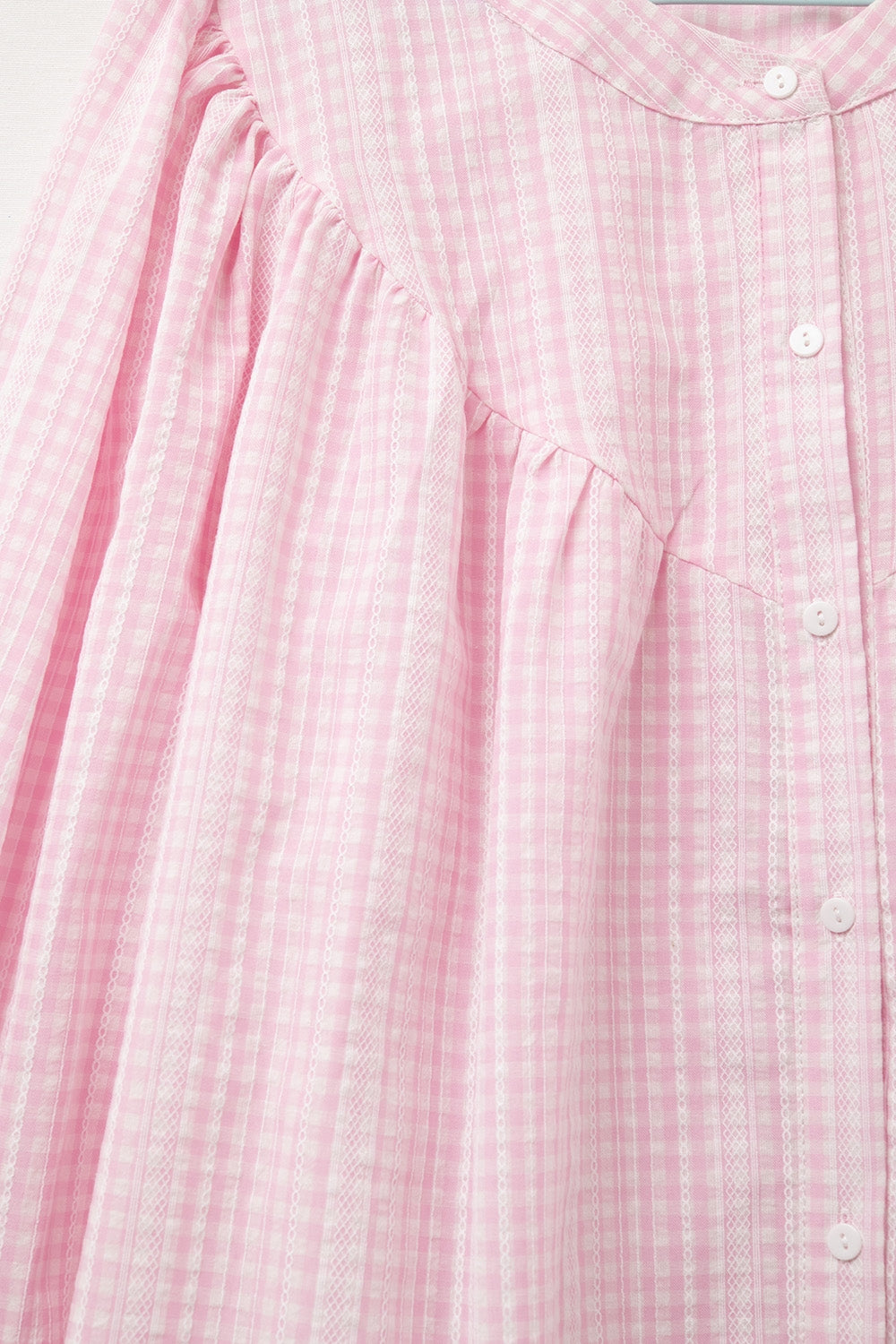 Blusa Sin Cuello De Manga Ancha De Guinga Rosa Pálido