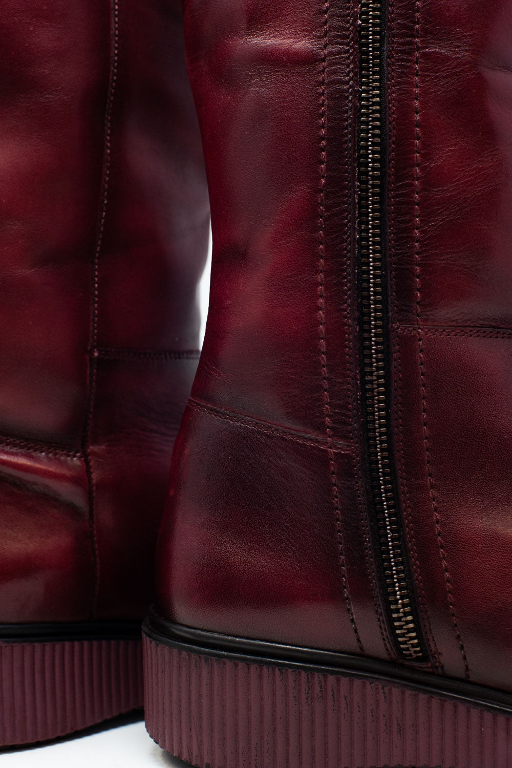 Botas con cremallera gruesos en granate