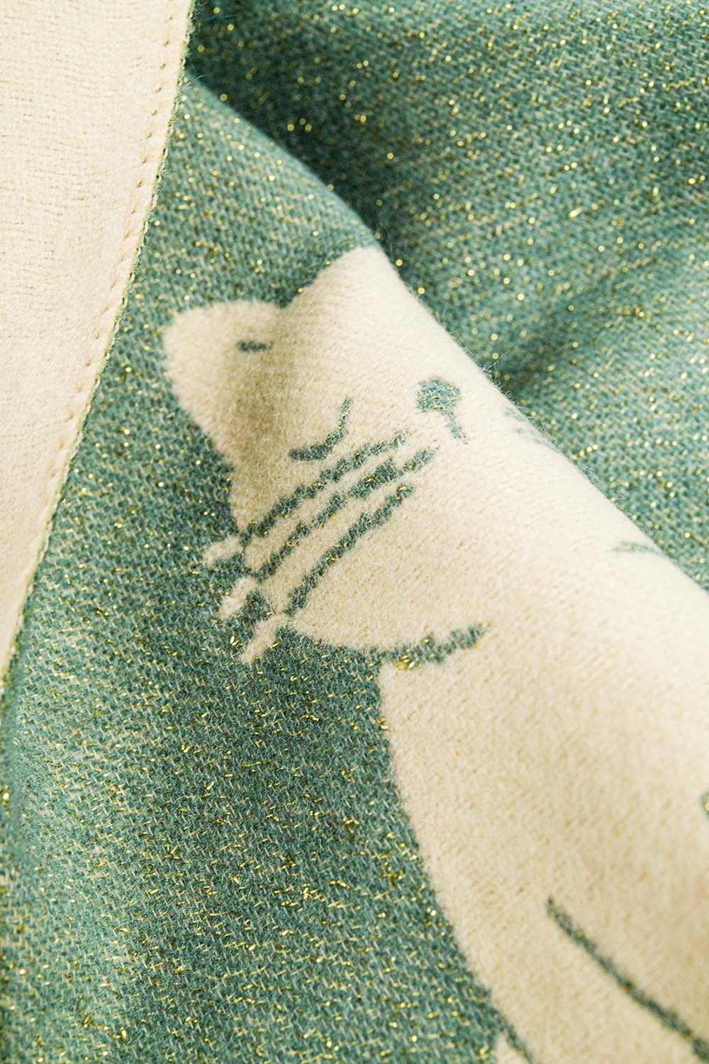 Bufanda ancha verde agua con estampado de gatos