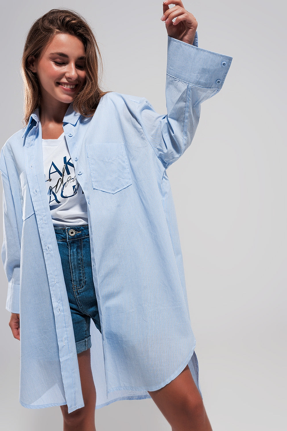 Camisa azul claro extragrande de algodón