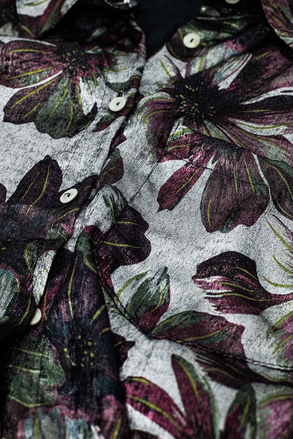 Camisa con estampado de flores efecto metalizado