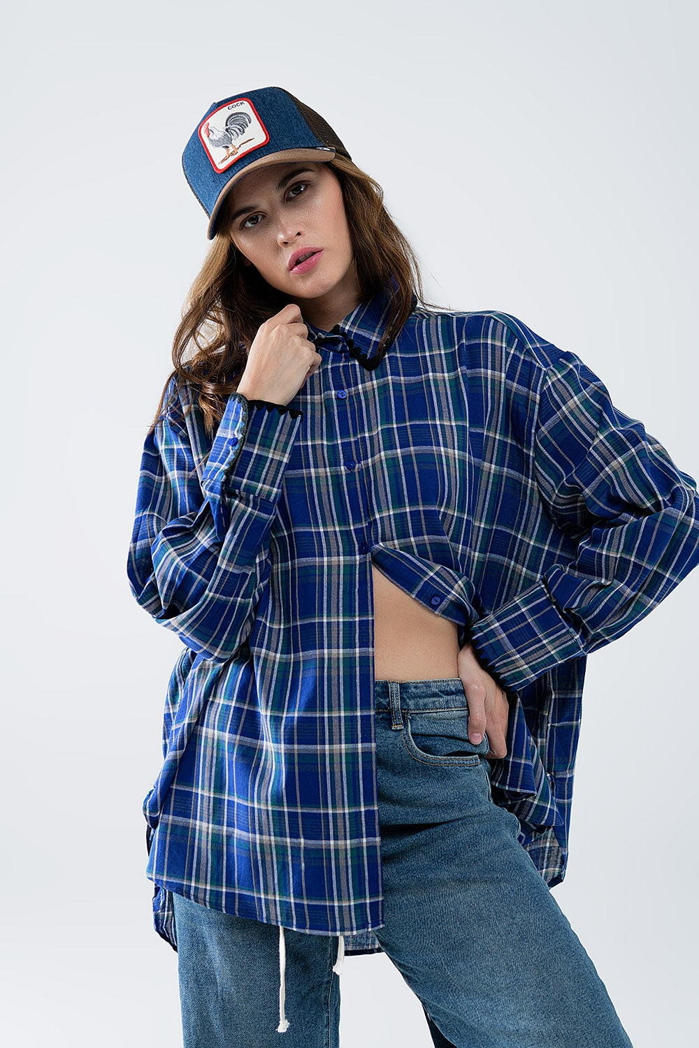 Camisa de leñador amplia en color azul