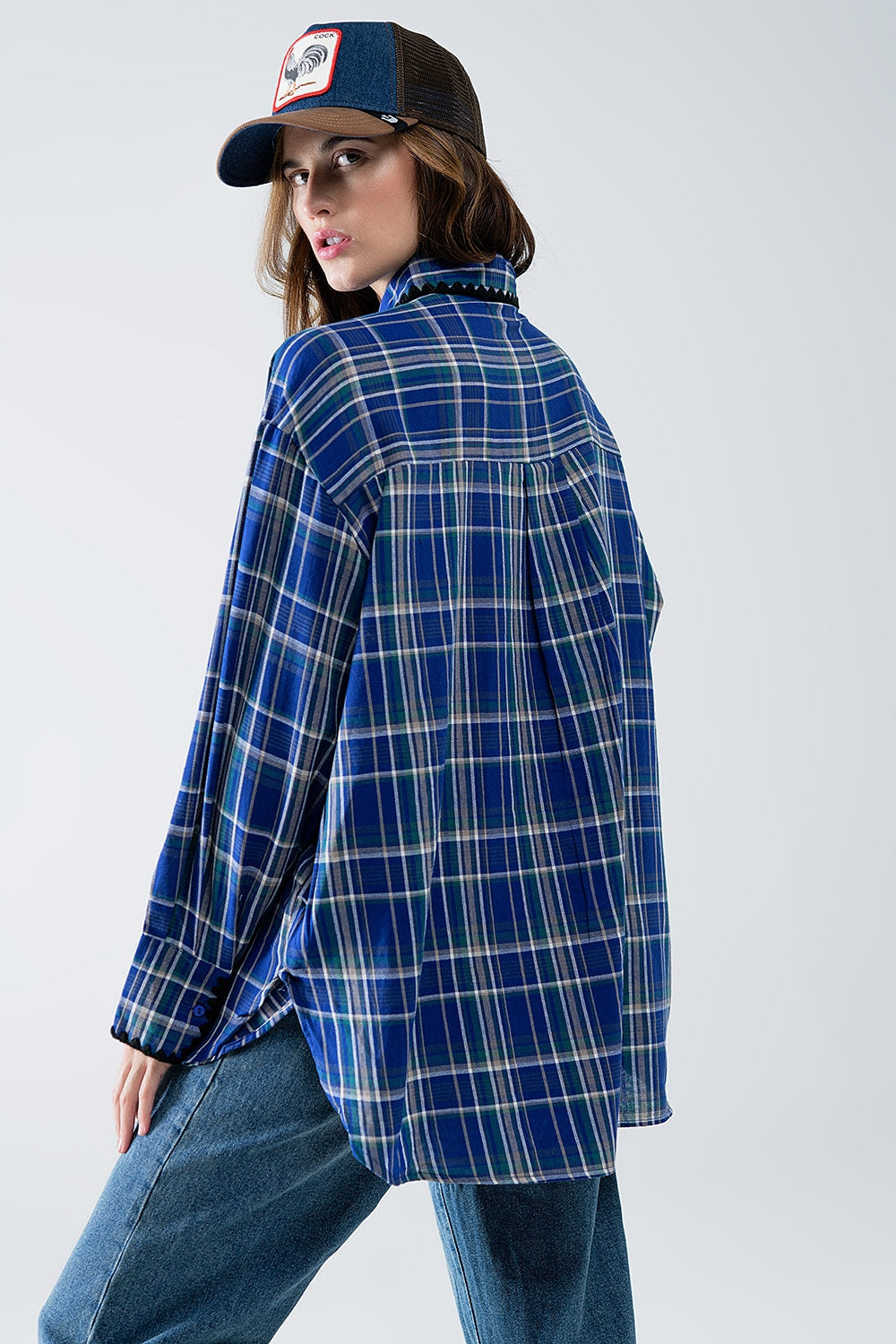 Camisa de leñador amplia en color azul