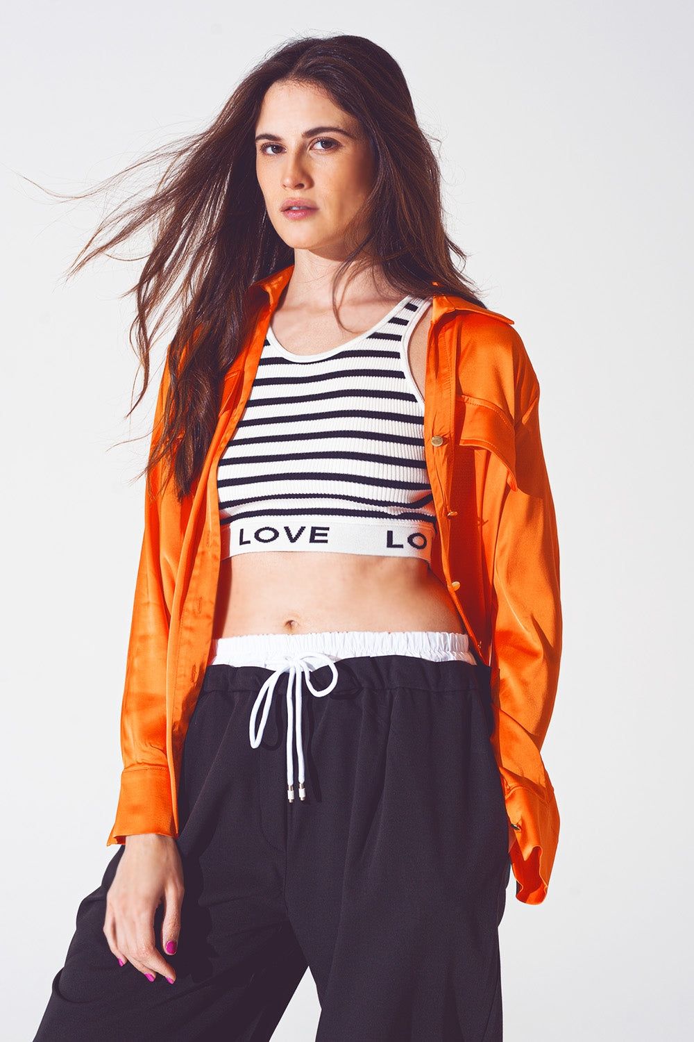 Camisa naranja intenso de rayon