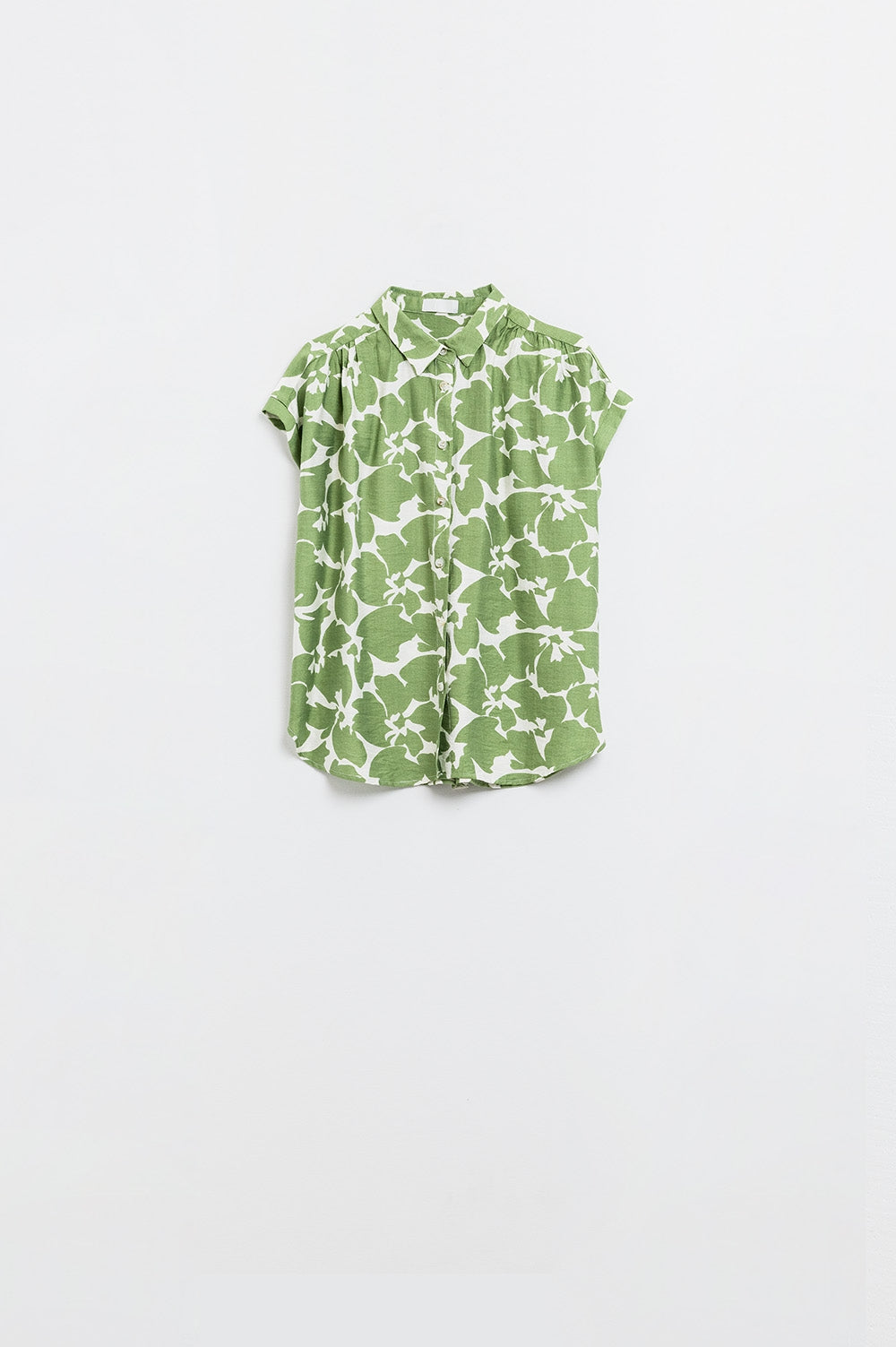 Camisa relajada con estampado floral en verde