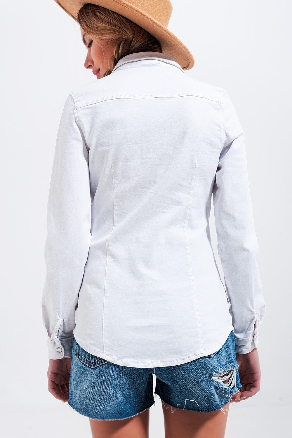 Camisa vaquera blanca de algodón