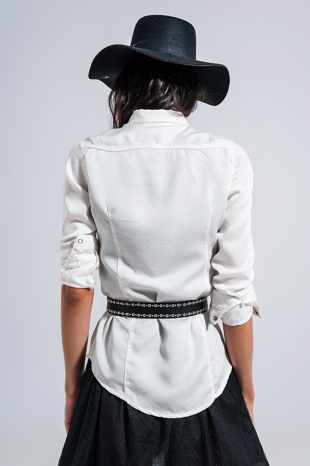 Camisa vaquera blanca de corte slim