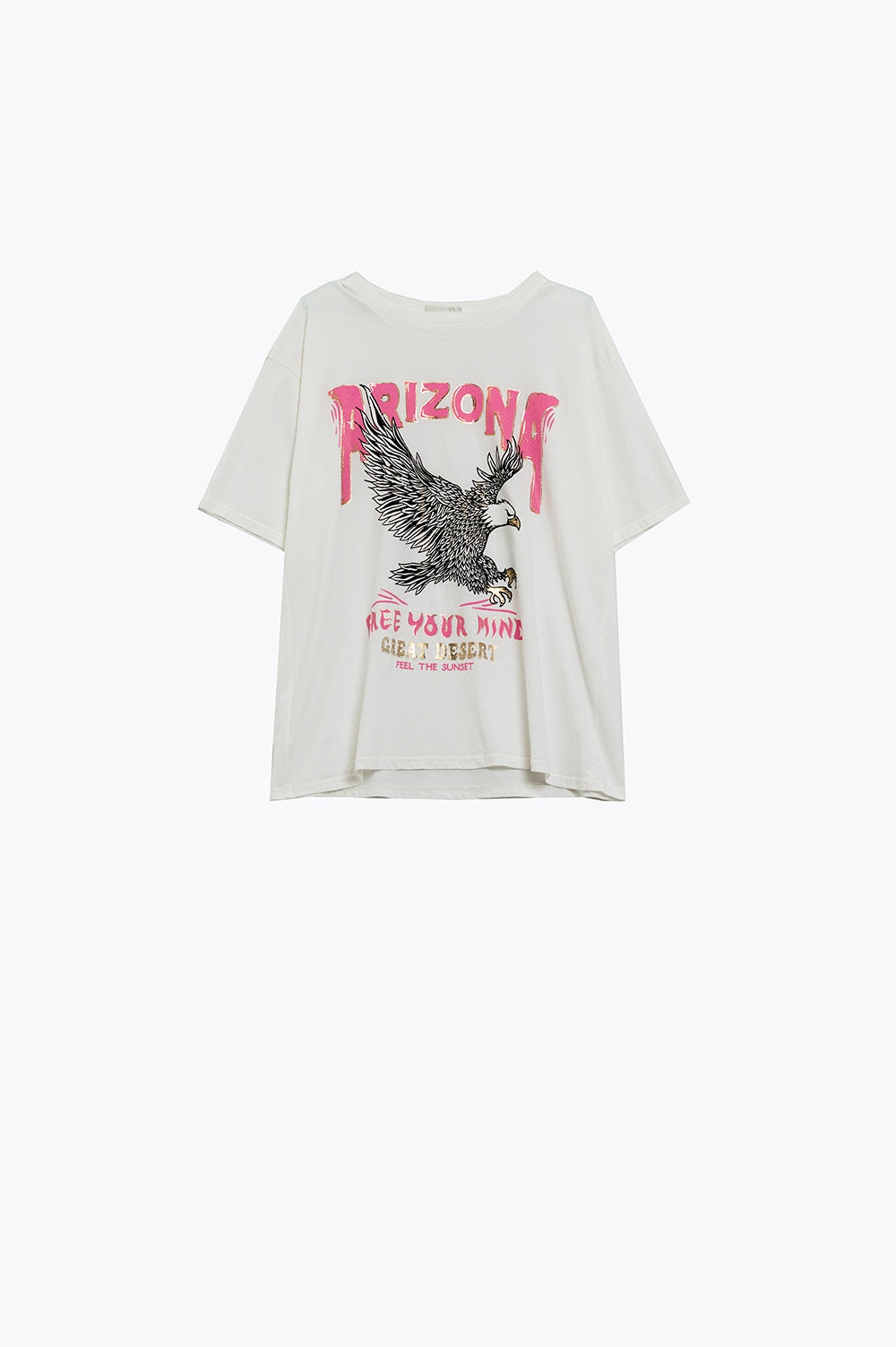 Camiseta Arizona con estampado digital de águilas en blanco