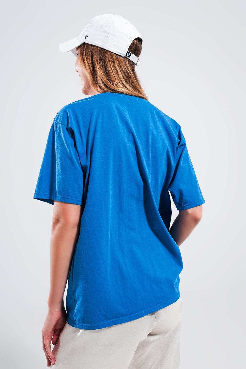 Camiseta azul con texto estampado Los Angeles