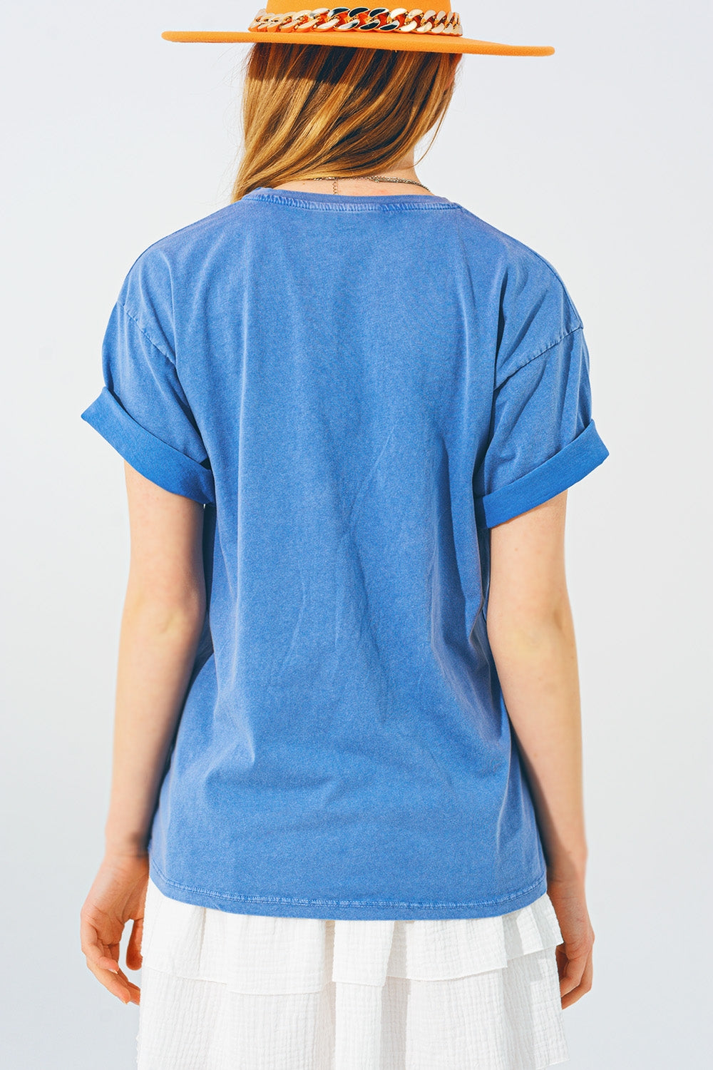Camiseta con Texto Vintage 18 en Azul