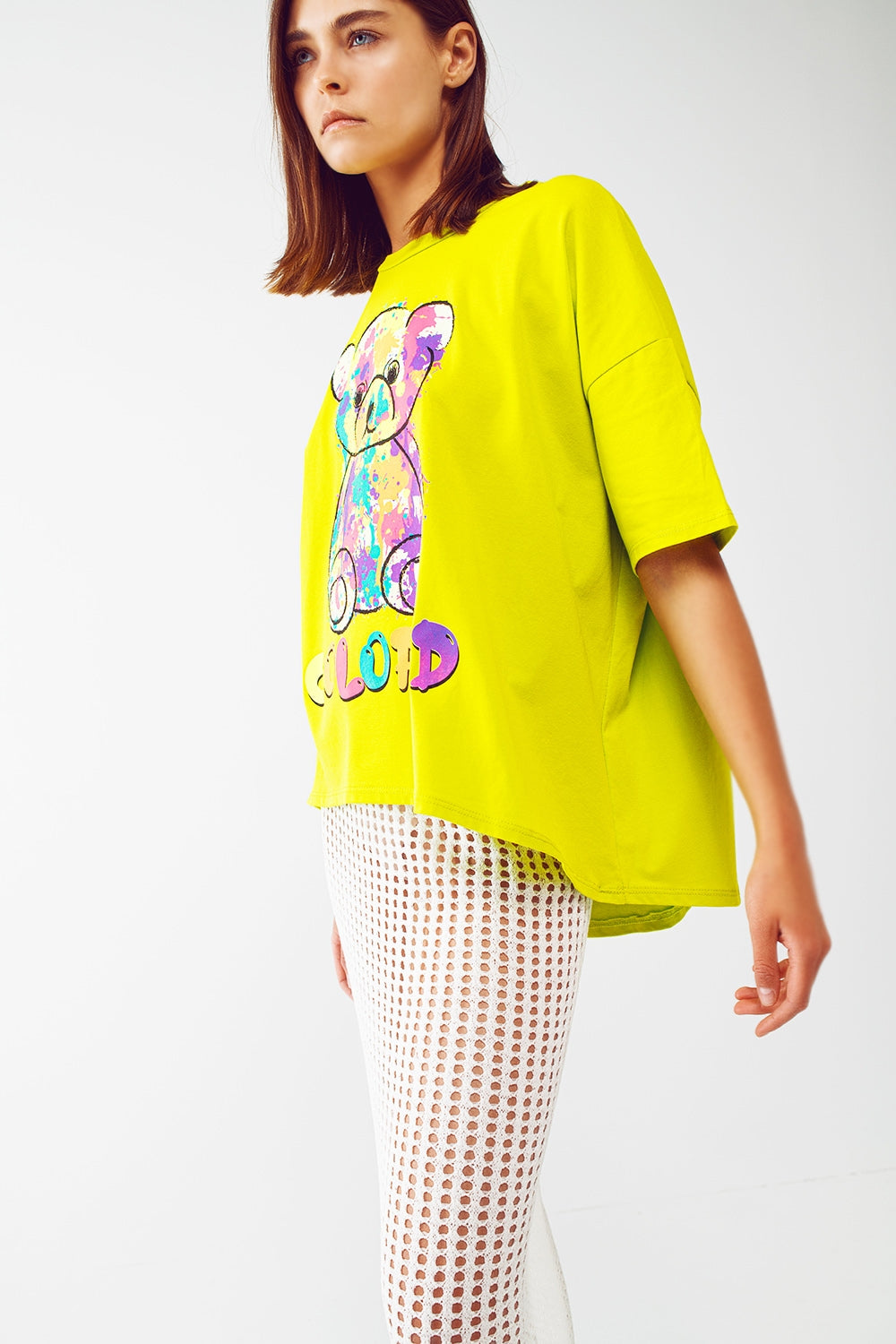 camiseta en lima holgada con osito coloreado