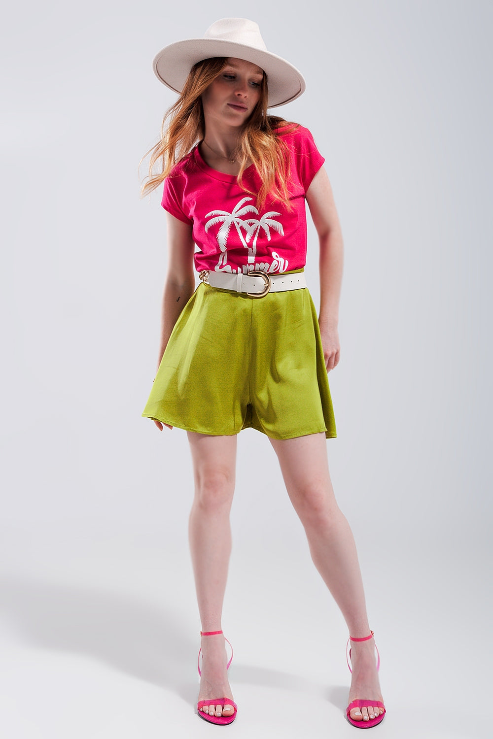 Camiseta fucsia con estampado Summer Vibes