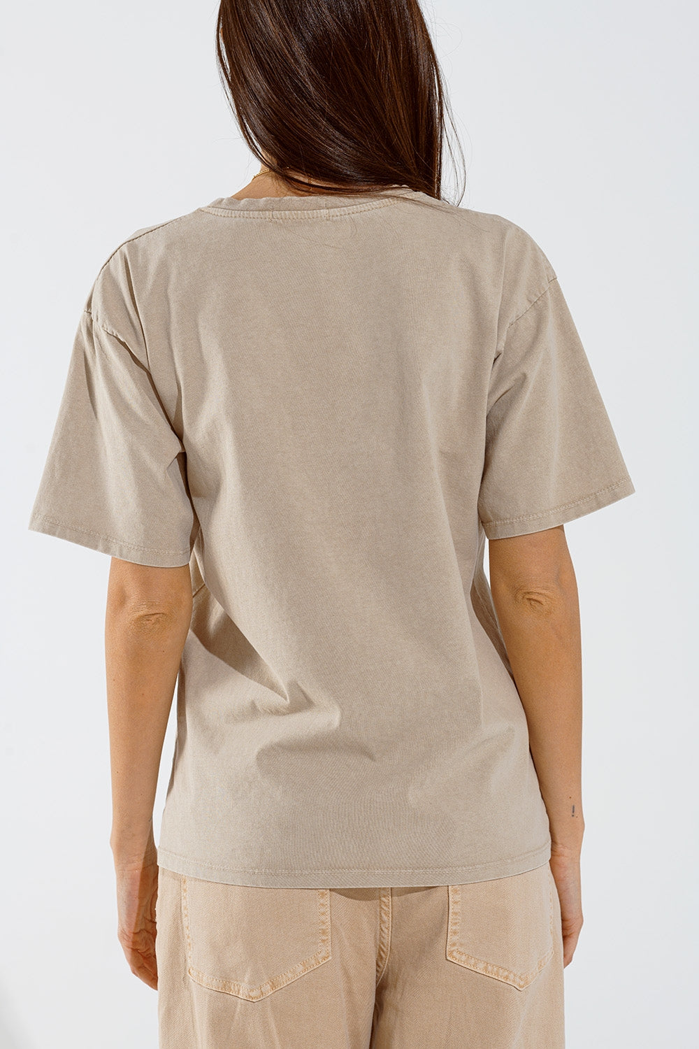 Camiseta Hawaii Efecto Lavado Beige