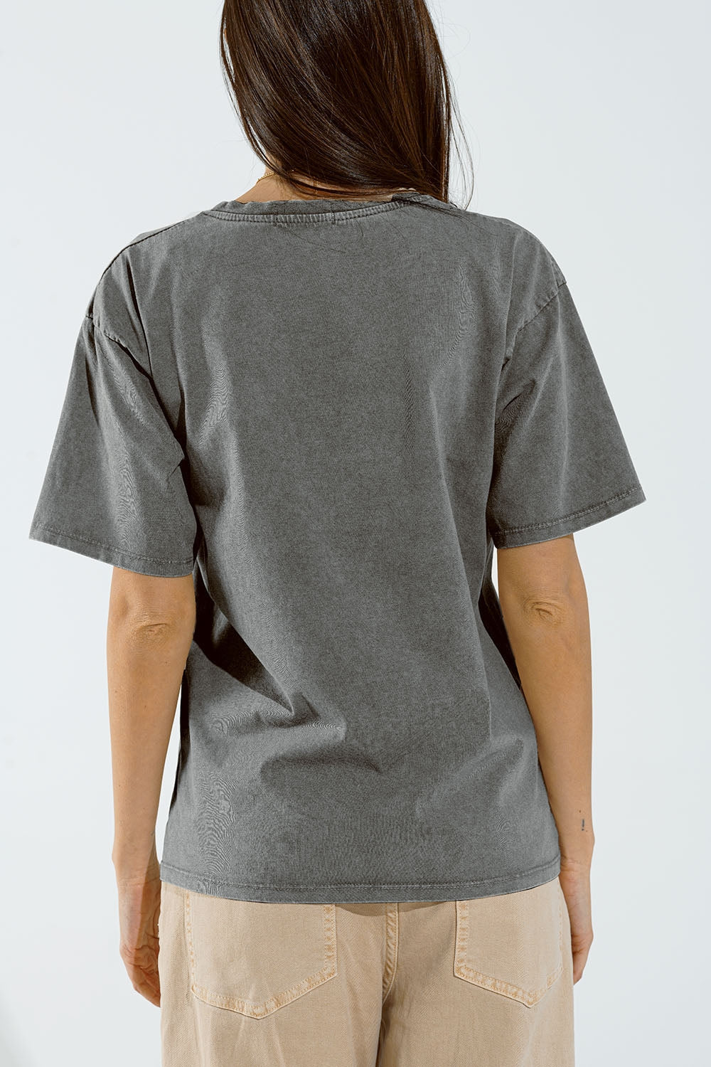 Camiseta Hawaii Efecto Lavado Gris