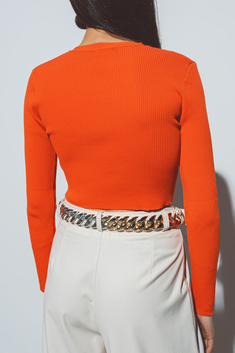 cardigan corta de canale en naranja
