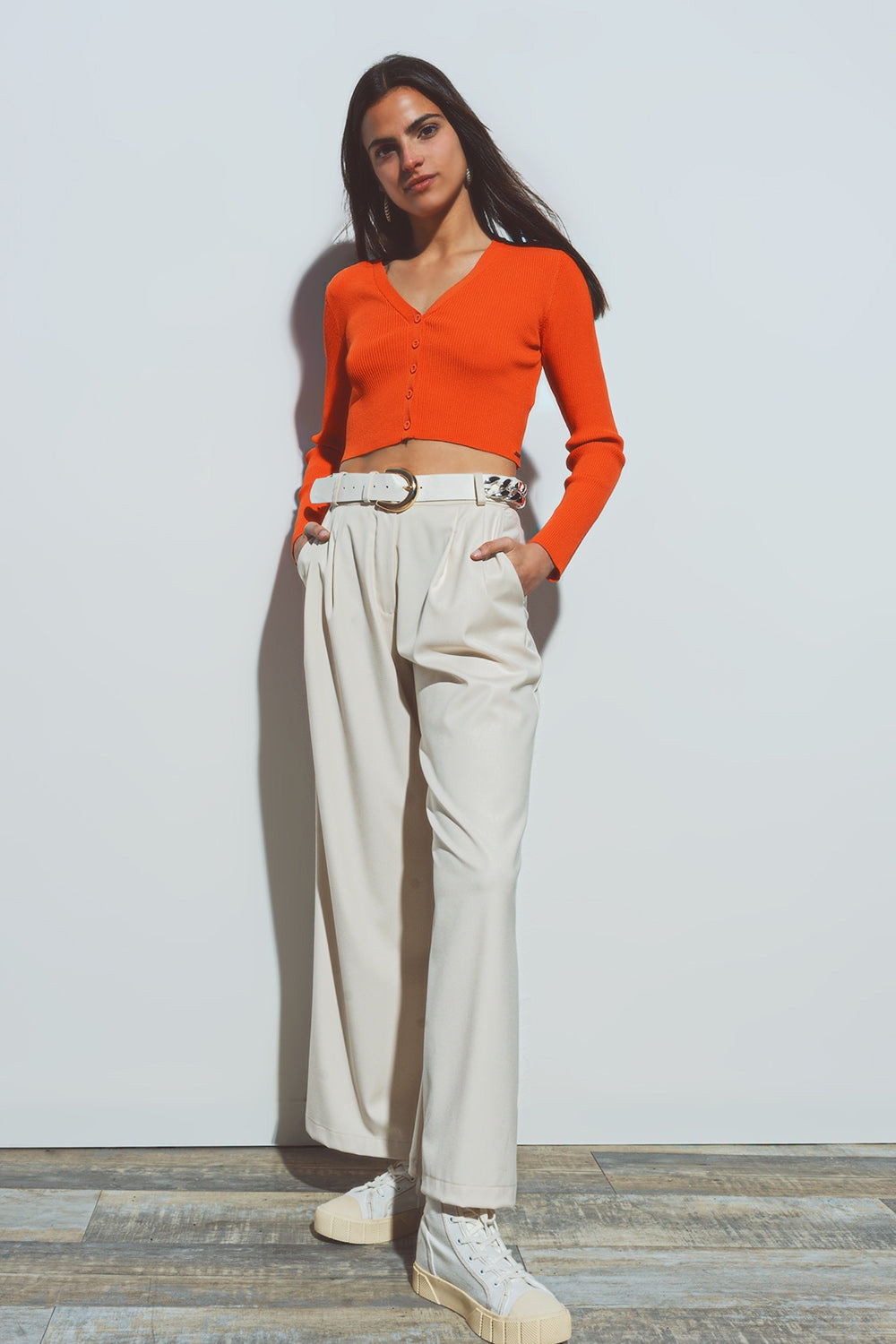 cardigan corta de canale en naranja