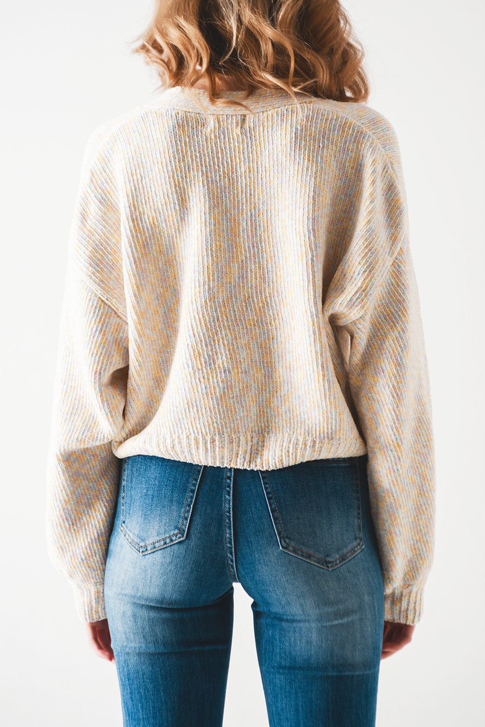 Cárdigan de chenilla beige