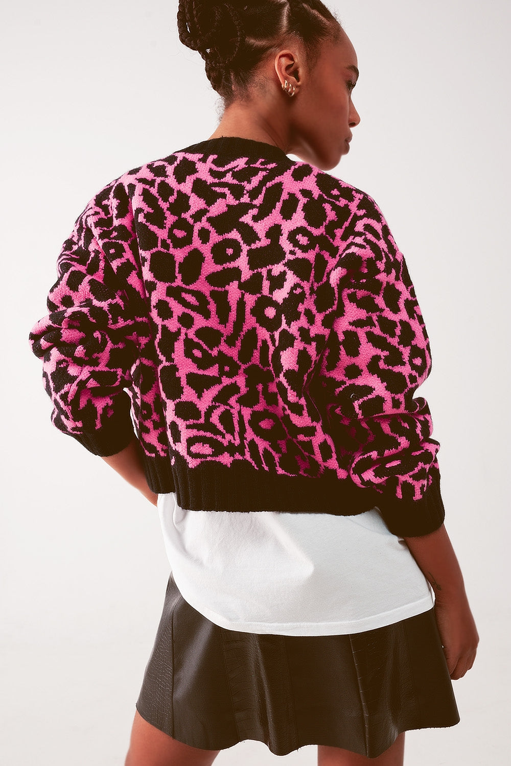 Cardigan fucsia con diseño animal