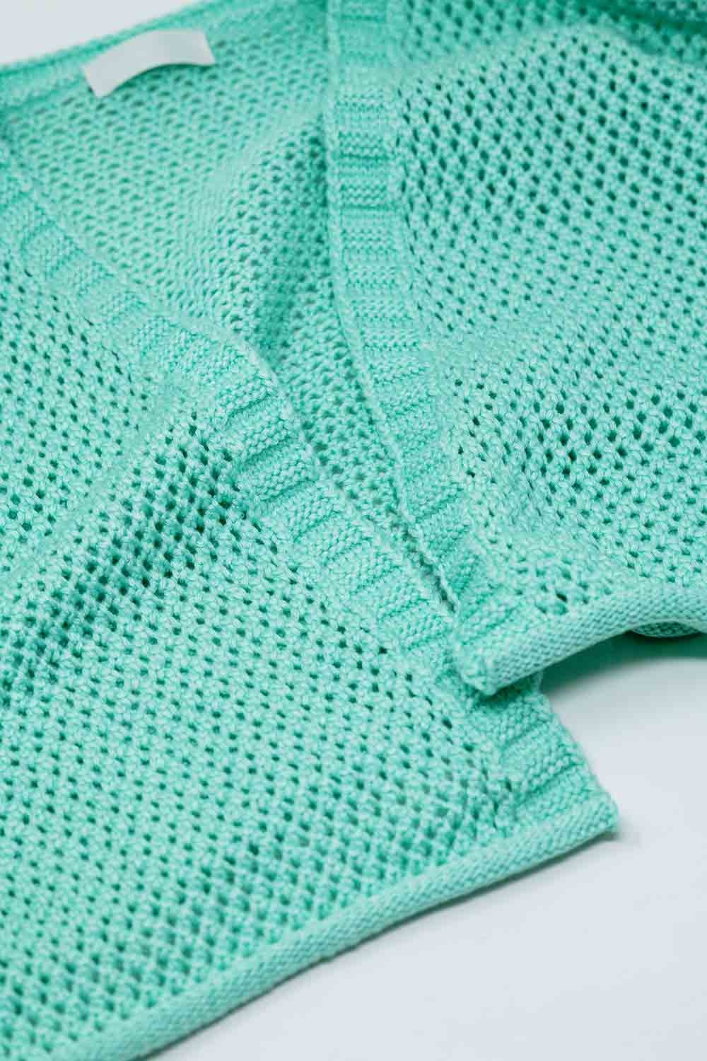 Chaqueta básica de ganchillo en color menta