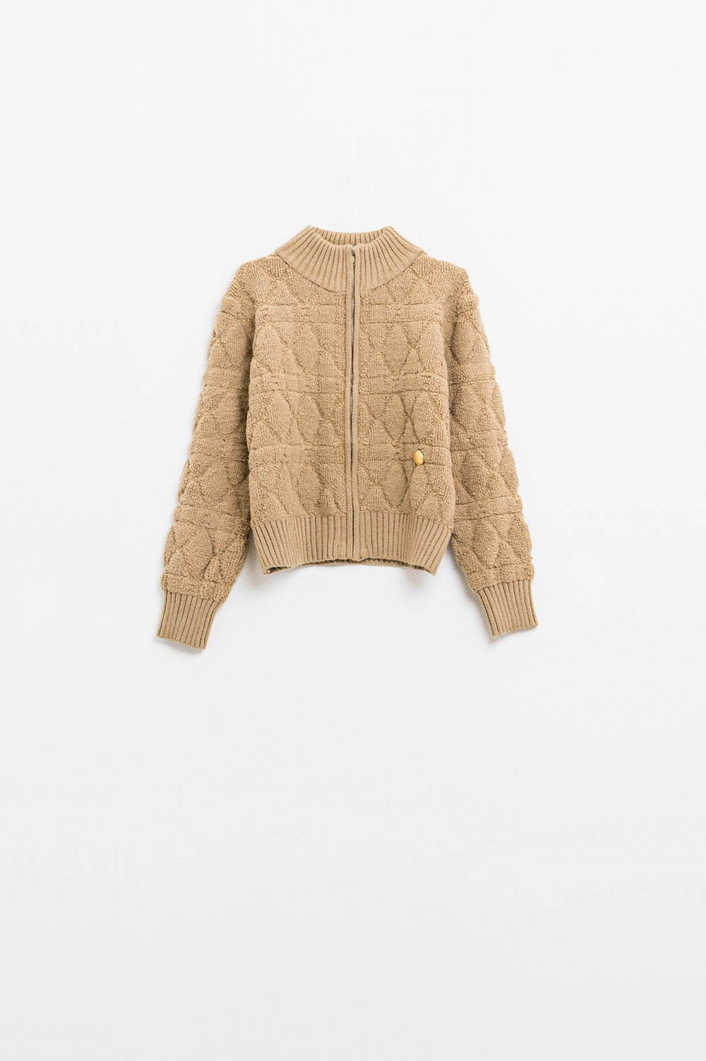 Chaqueta bomber de suave punto grueso en color camel