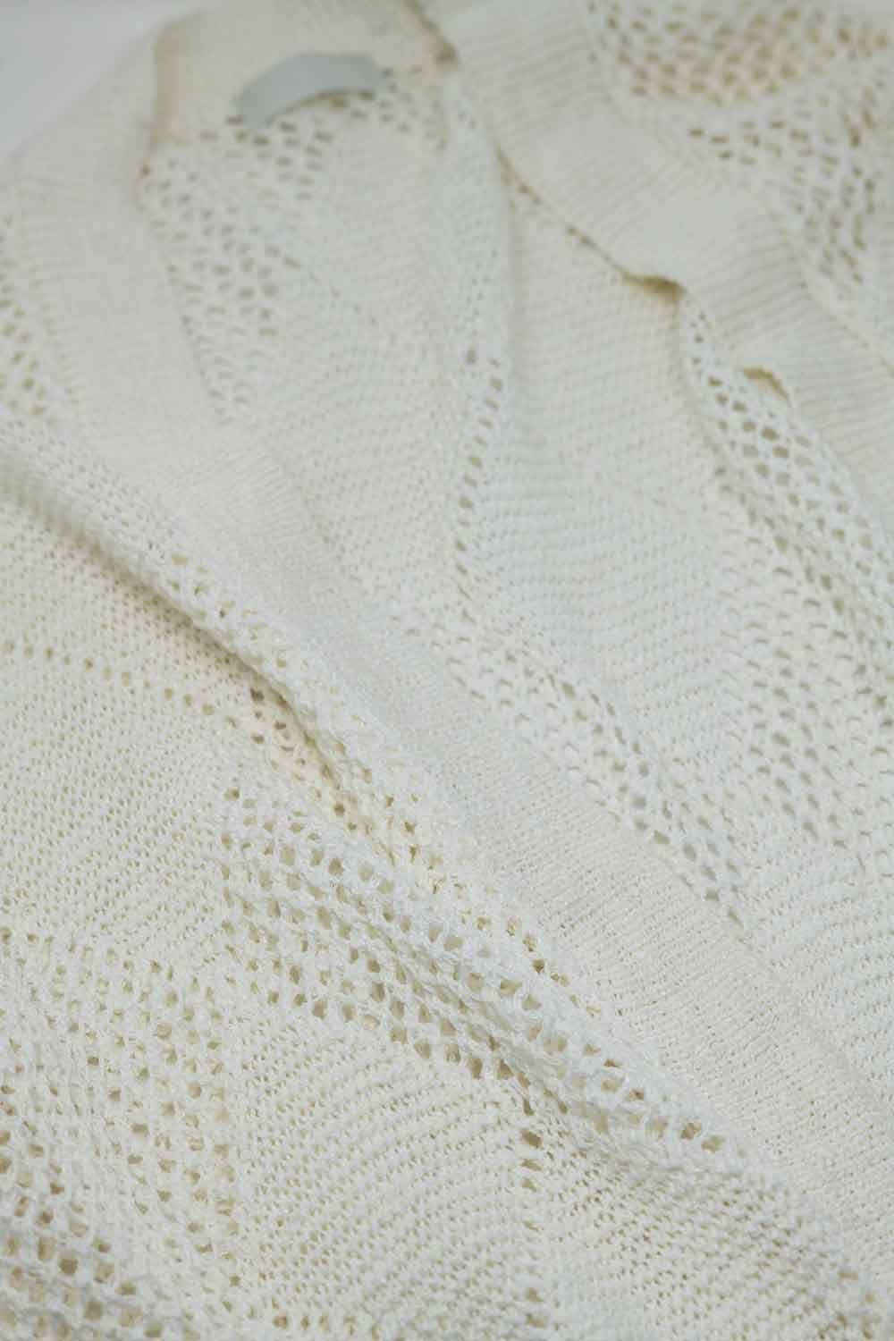 Chaqueta Larga de Punto Argyle en Crema