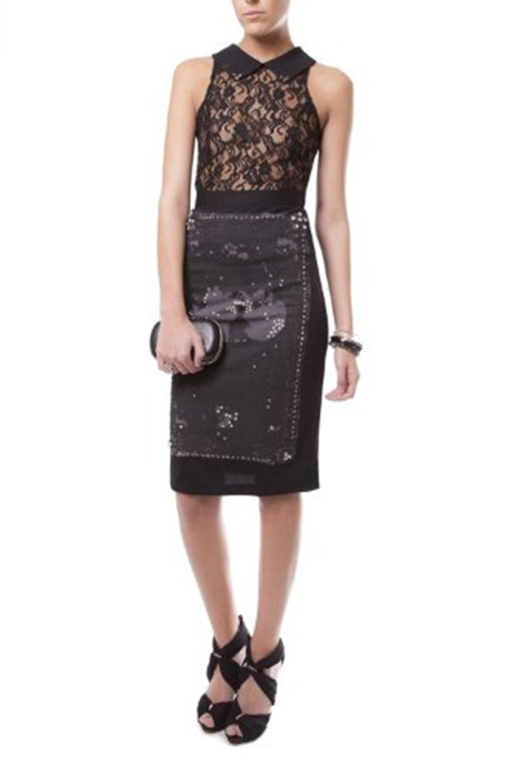 Falda Sleek bodycon estampada en negro