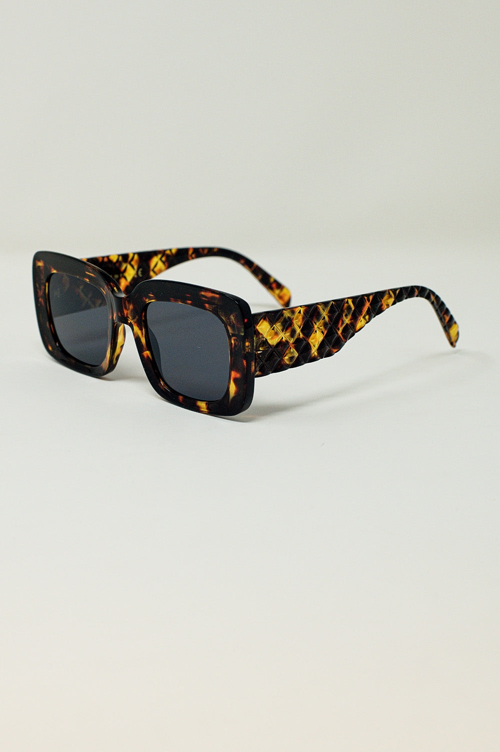 Gafas de sol rectangulares extragrandes en tono Tortoise Shell vintage
