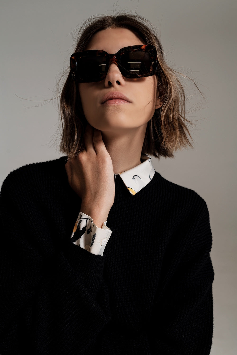Gafas de sol rectangulares extragrandes en tono Tortoise Shell vintage