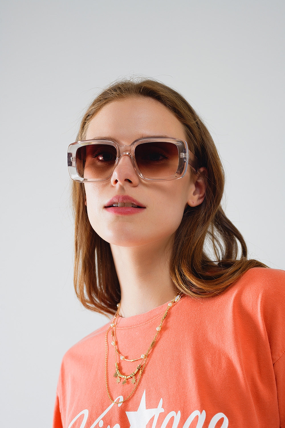 Gafas de sol rectangulares oversize en blanco transparente