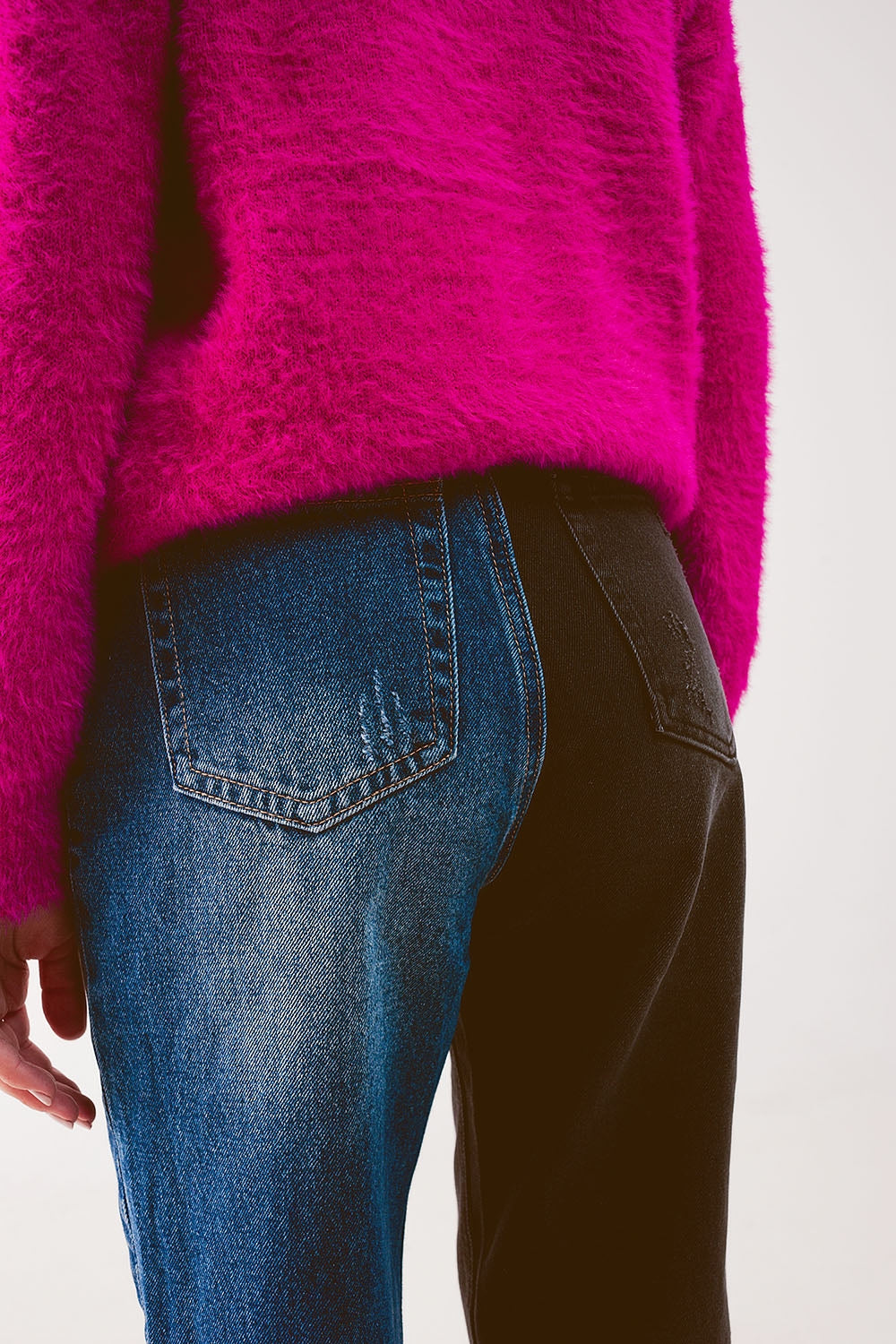 Jeans de pernera recta con diseño color block