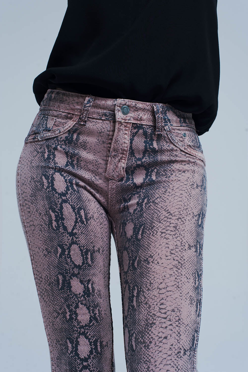 Jeans estampado animal rosa reversibles