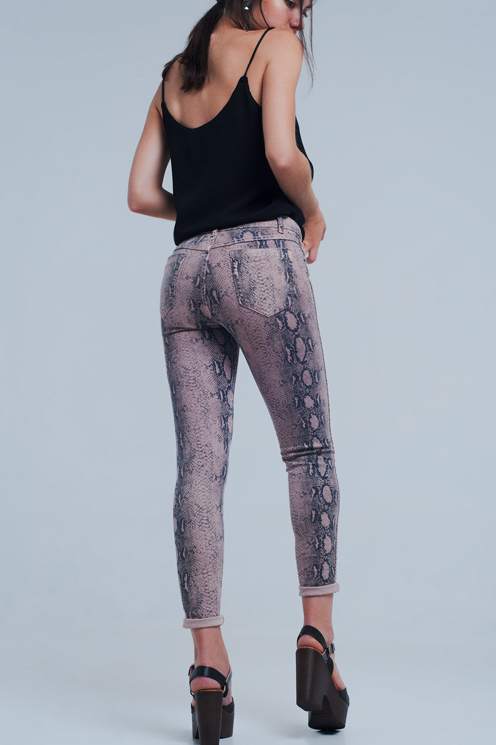 Jeans estampado animal rosa reversibles