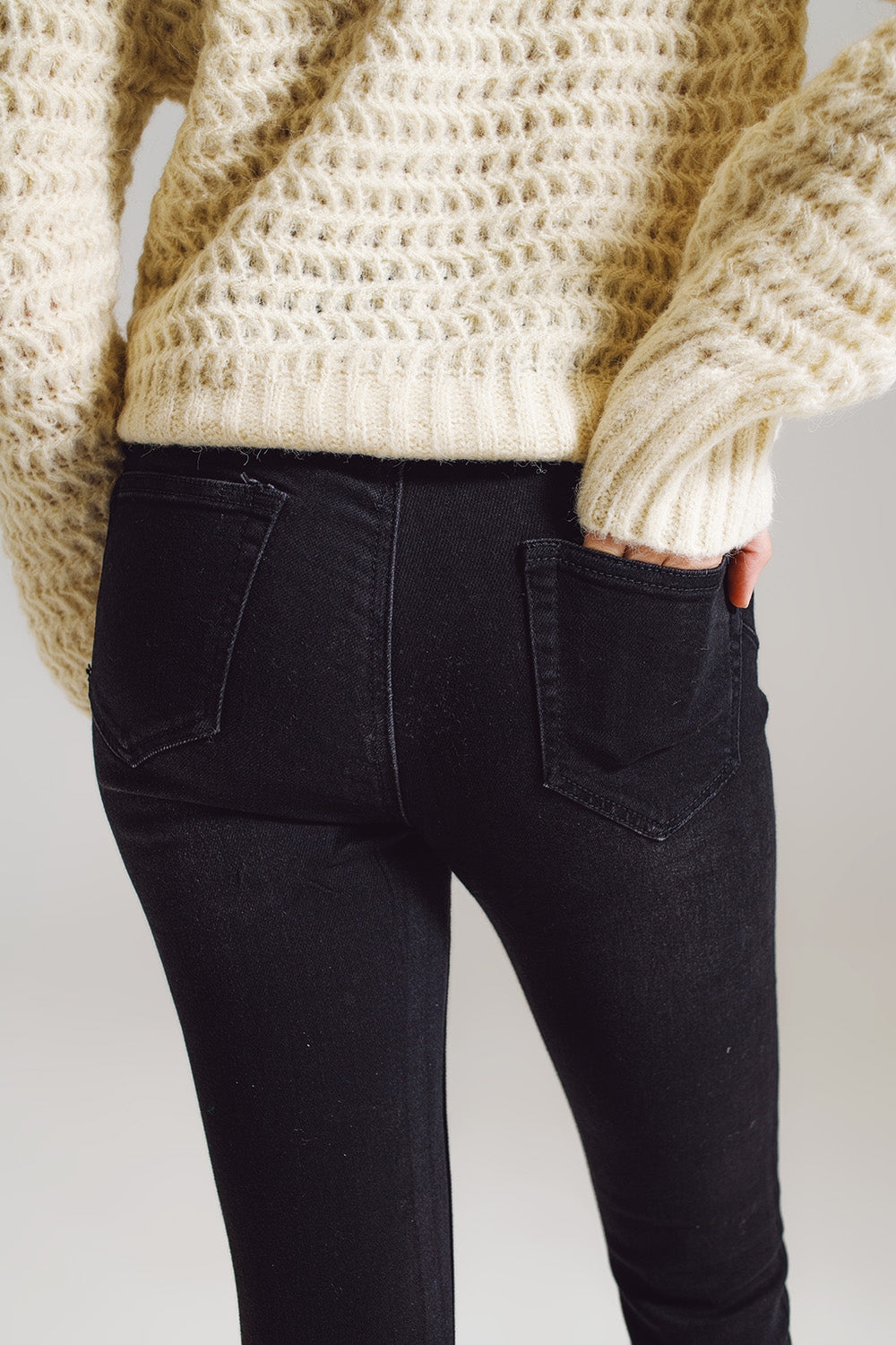 Jeans skinny con Strass Embellecidos en Negro