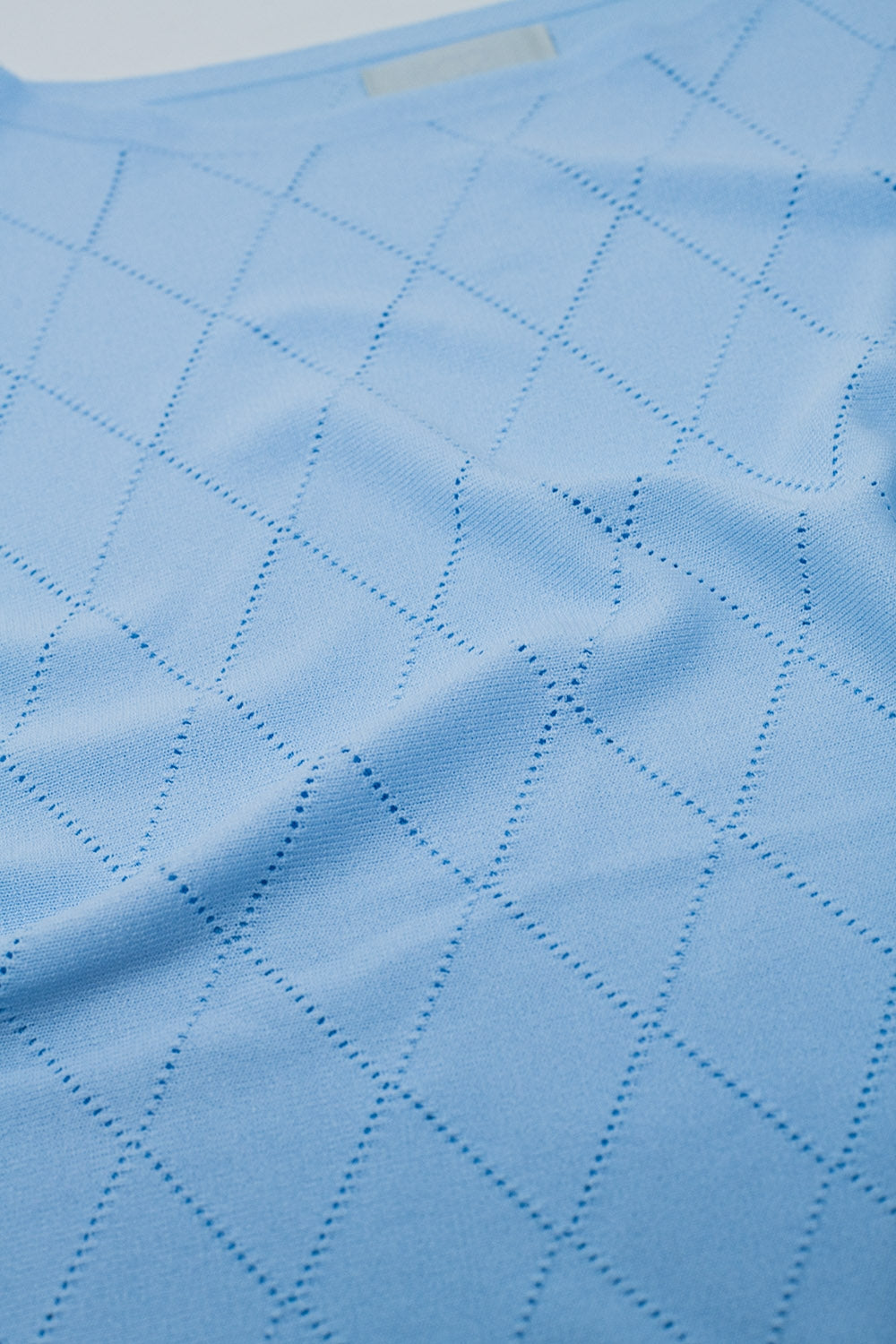 Jersey Azul Claro Con Estampado Argyle Y Cuello Barco