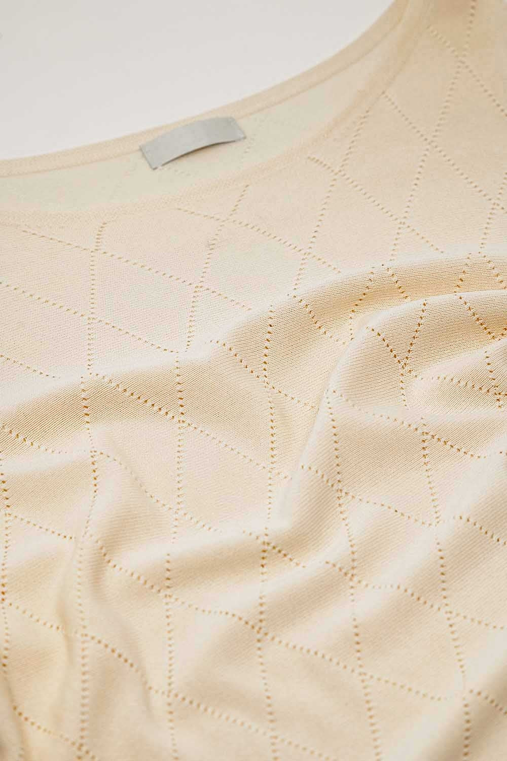 Jersey Beige Con Estampado Argyle Y Cuello Barco