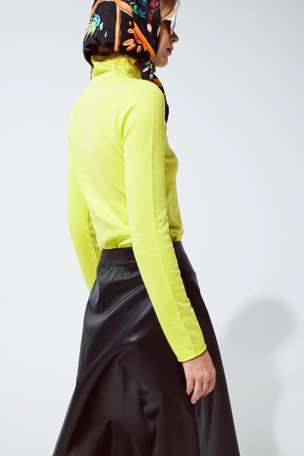 Jersey bodycon básico de punto fino verde lima