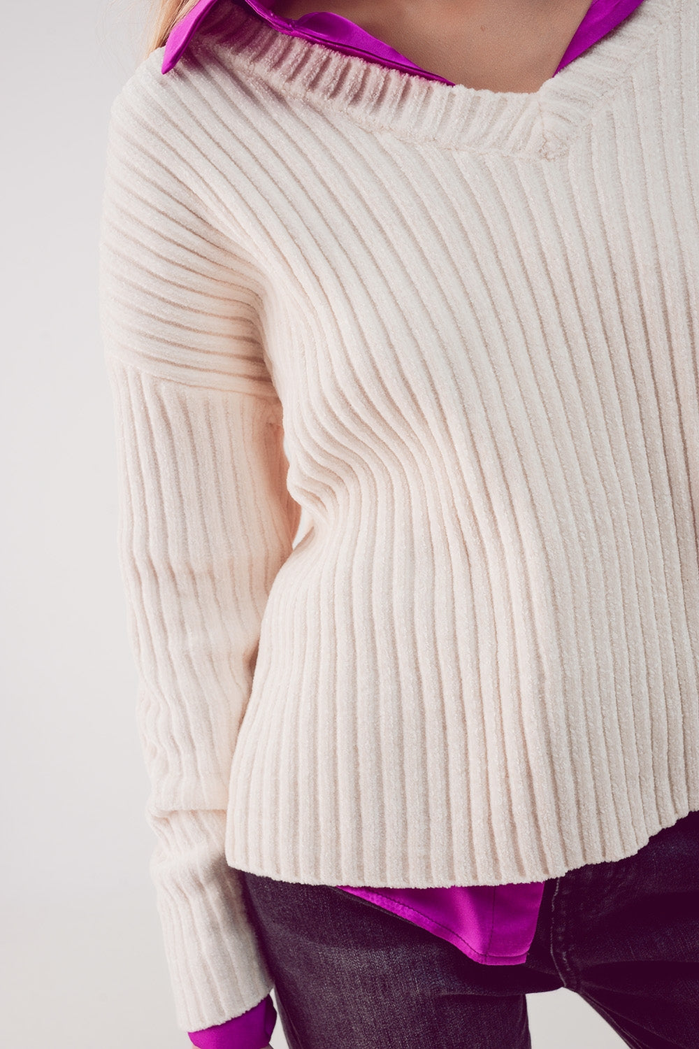 Jersey crema de punto de chenilla