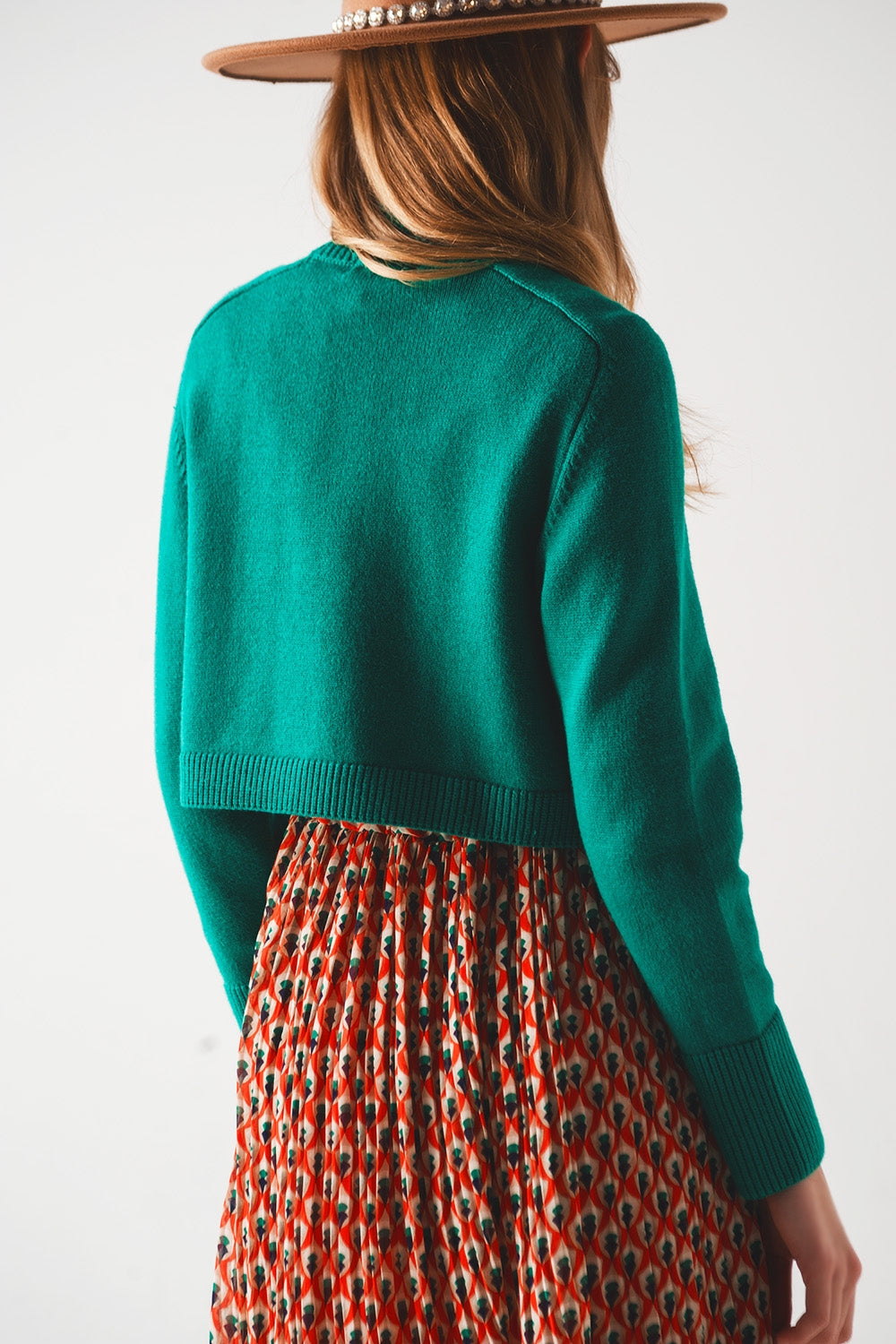 Jersey cropped de cuello alto en verde