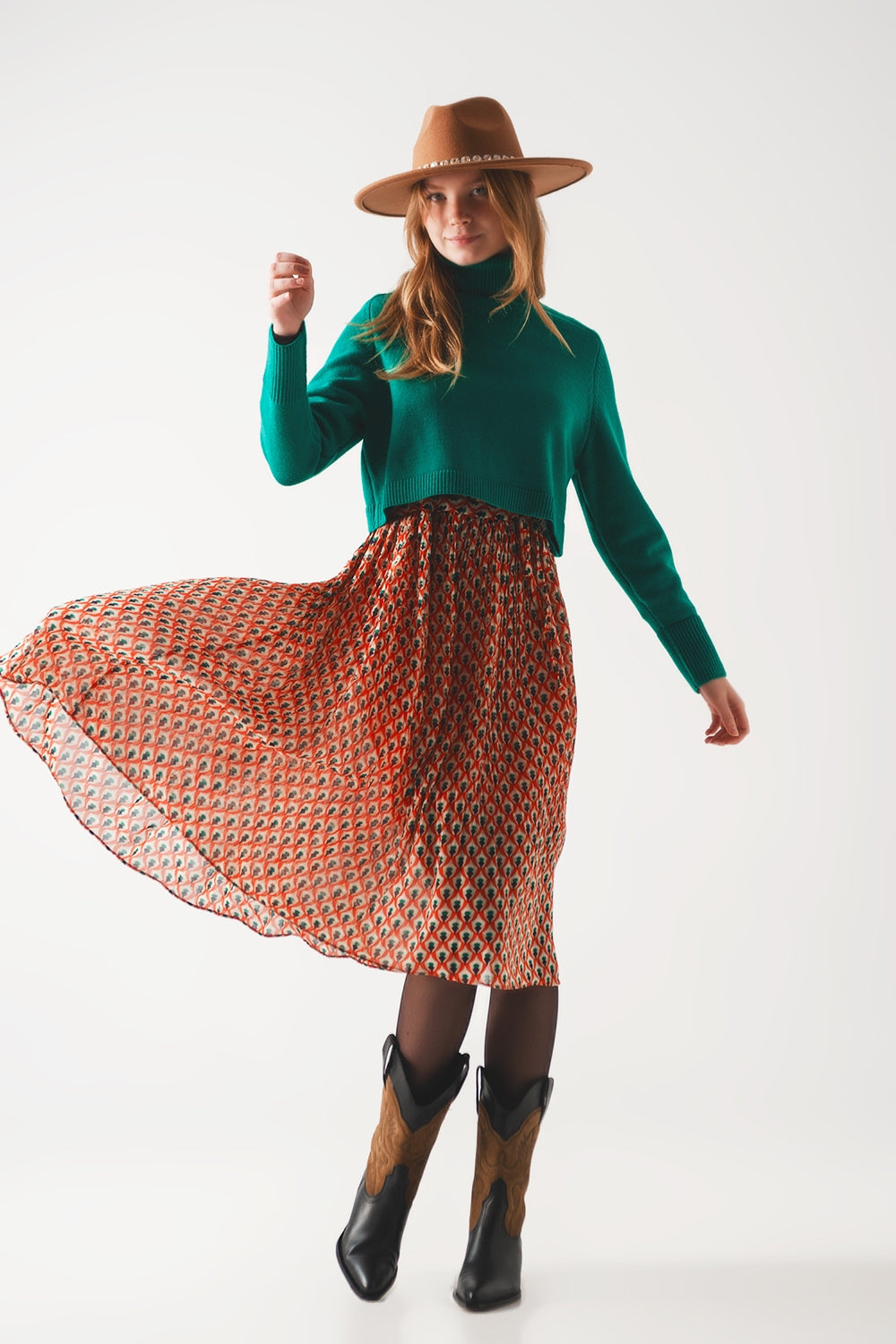 Jersey cropped de cuello alto en verde