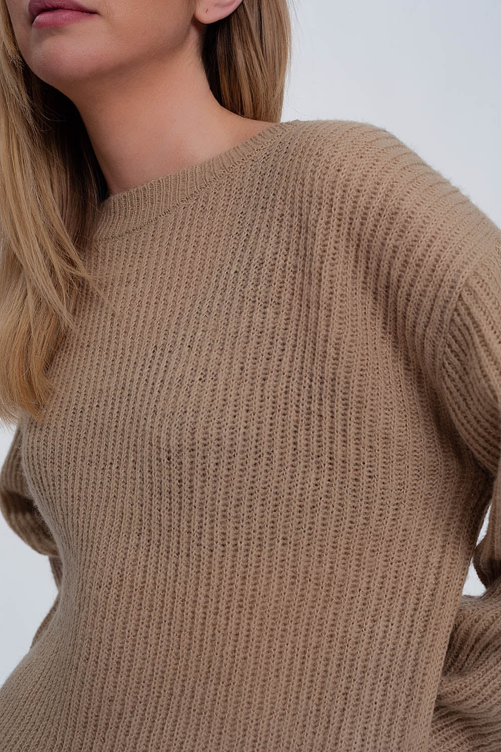 Jersey de canalé en beige
