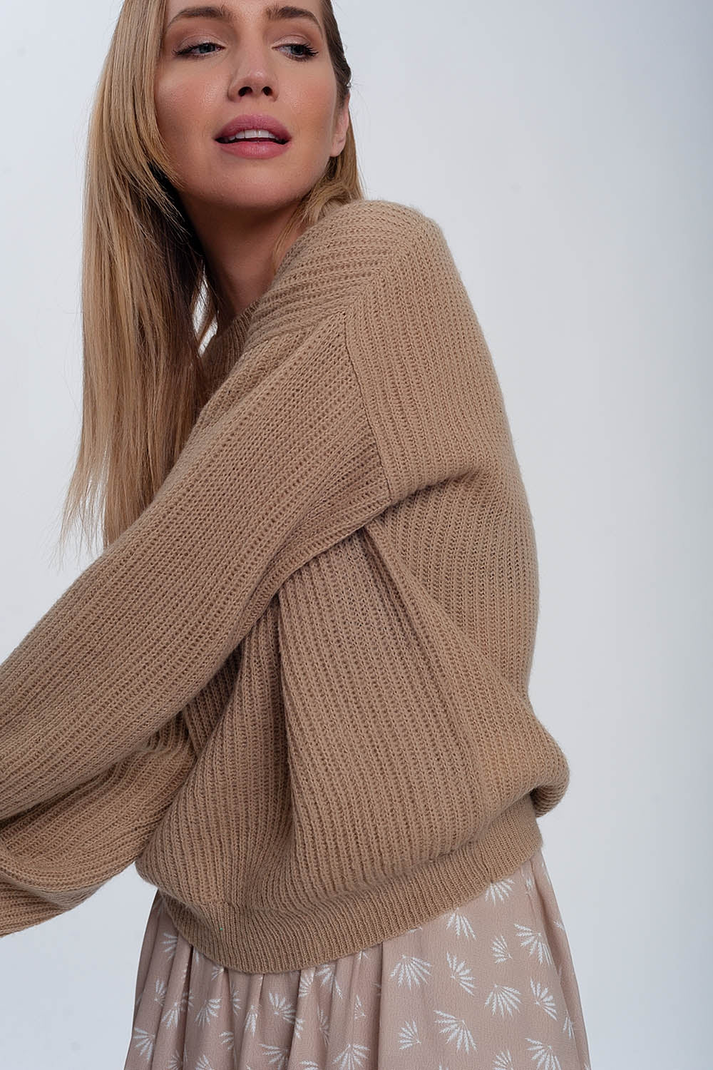 Jersey de canalé en beige