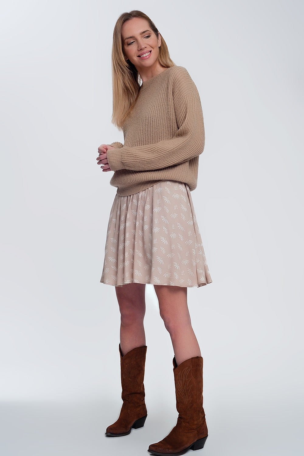 Jersey de canalé en beige