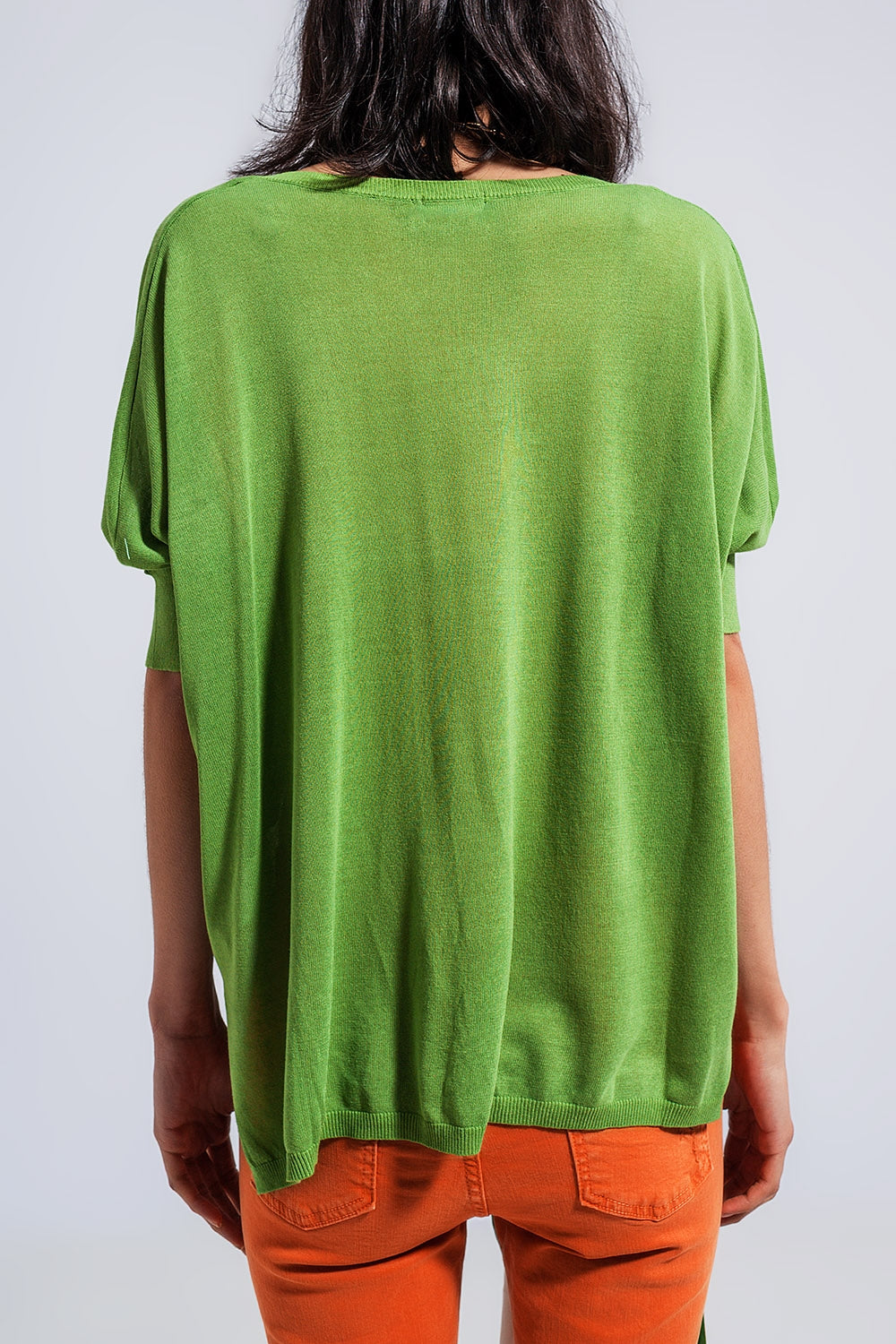 Jersey de corte cuadrado y manga corta en verde