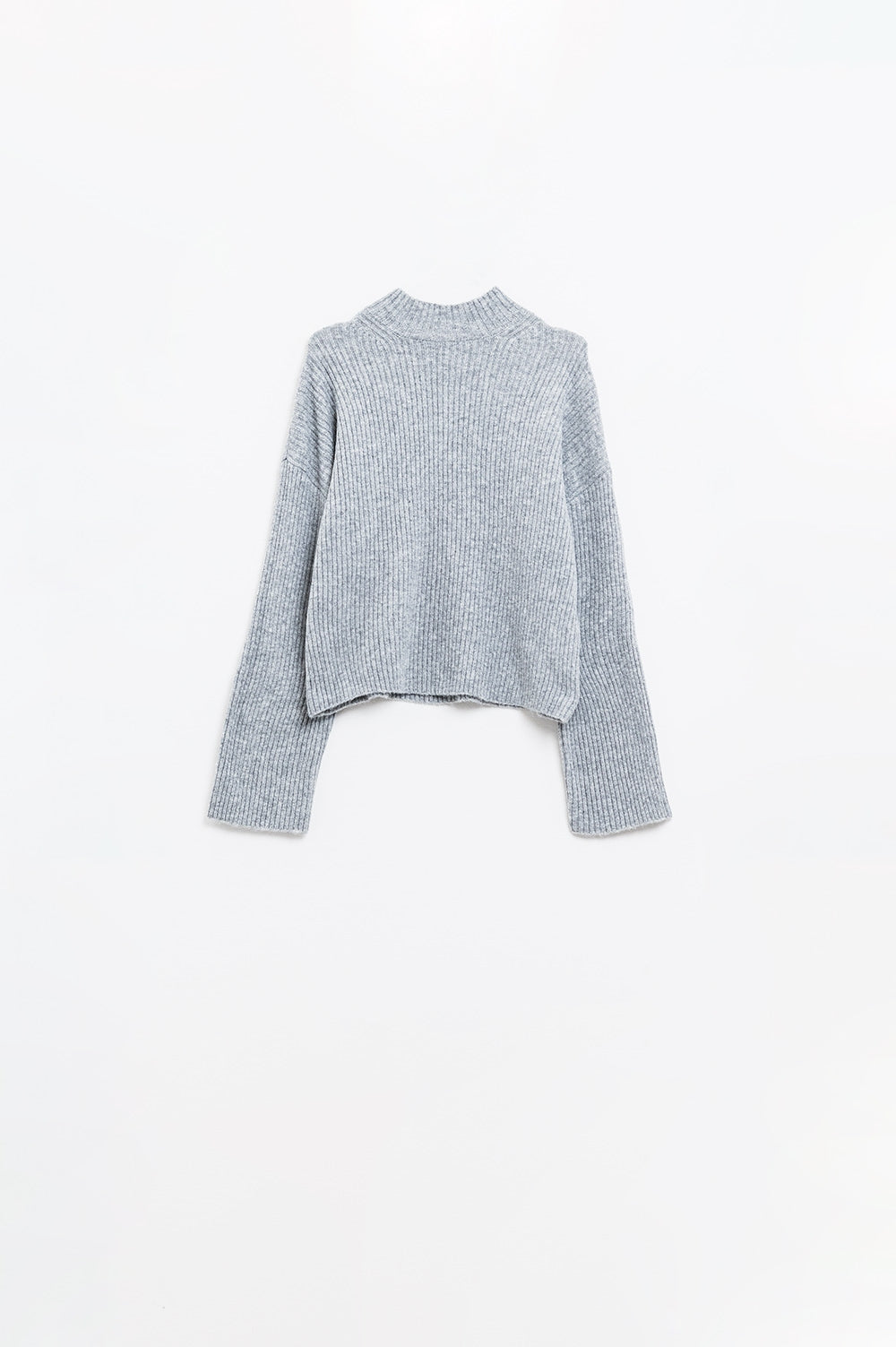 jersey de cuello alto de canalé gris