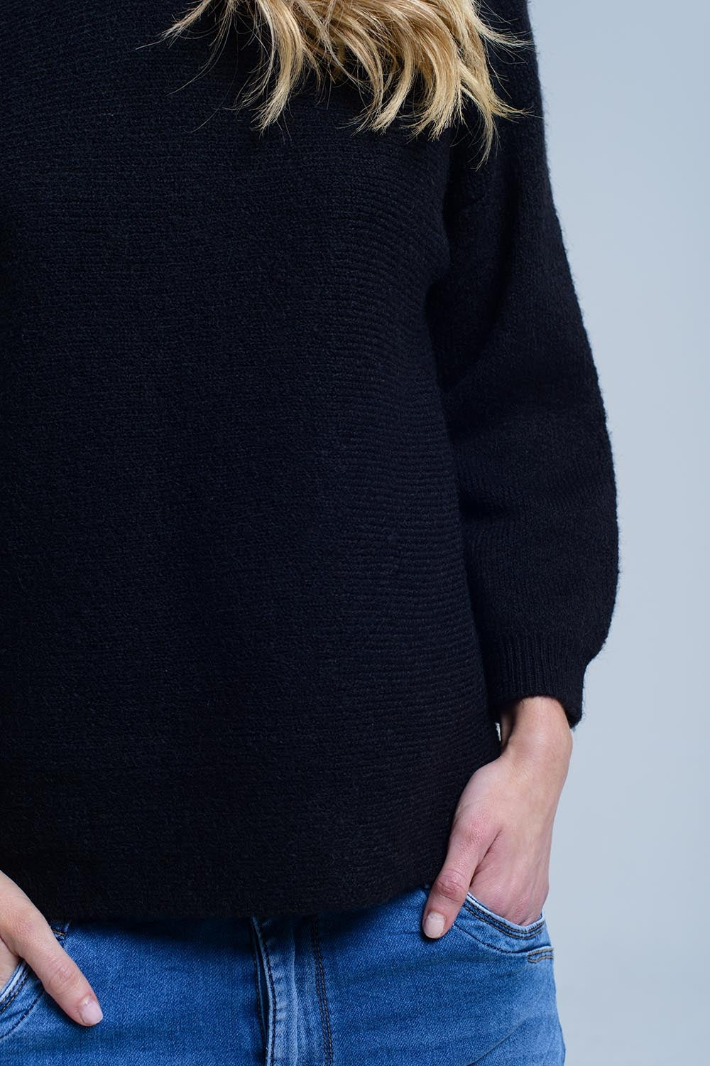 Jersey de cuello redondo de punto negro