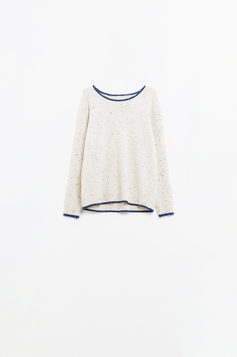 Q2 Jersey jaspeado con detalle de líneas en azul