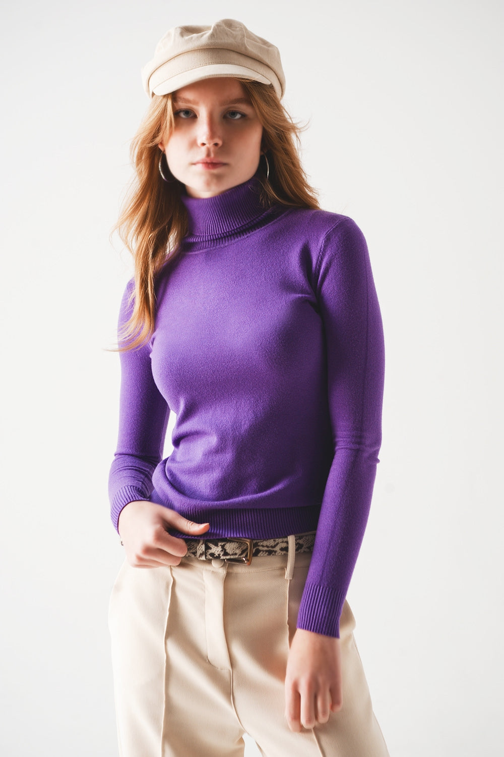 Jersey morado basico con cuello alto