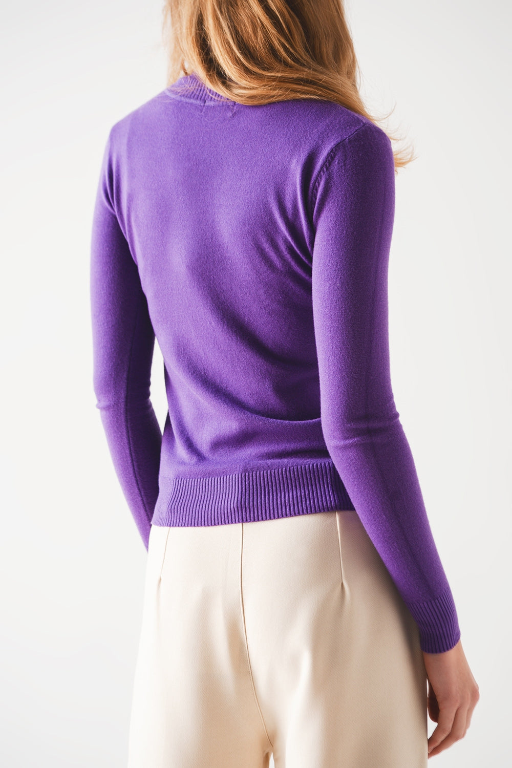 Jersey morado basico con cuello alto
