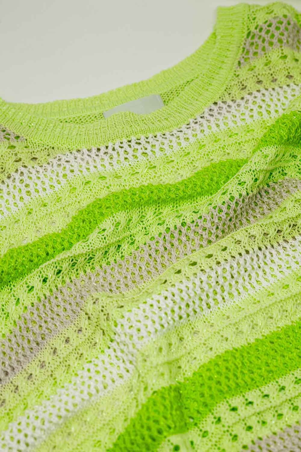 Jersey Multicolor Ligero De Manga Larga Con Cuello Barco